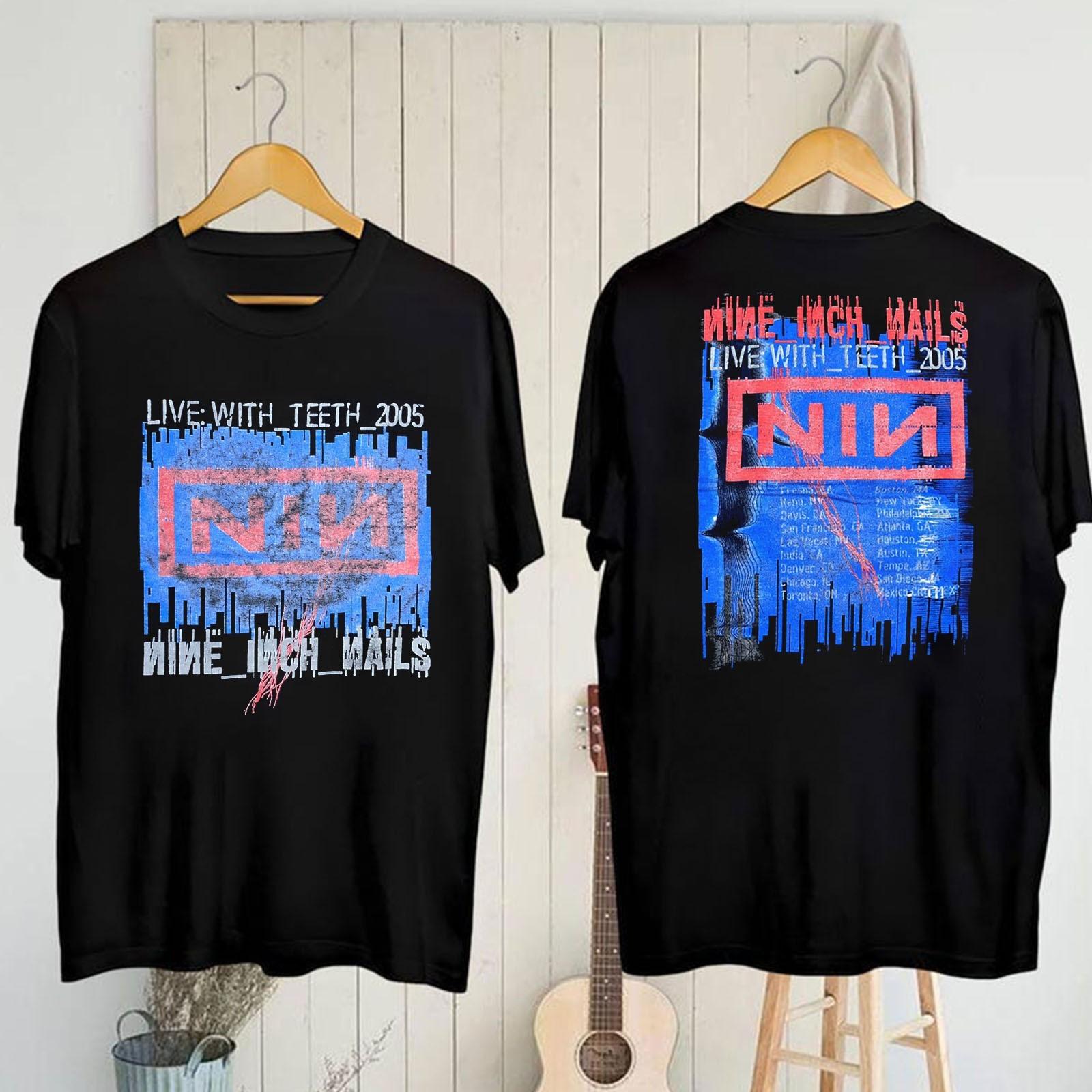 New Nine Inch Nails Live with teeth 2005 Gift For Fans Unisex S-5XL Shirt SS2116 XXXXL
