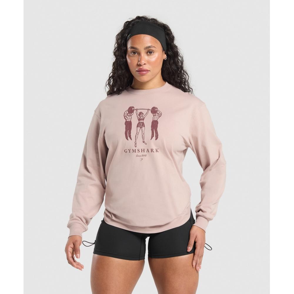 

Футболка Gymshark Retro Lifting с длинным рукавом, приглушенно-розовая B2b7o Kb68 S