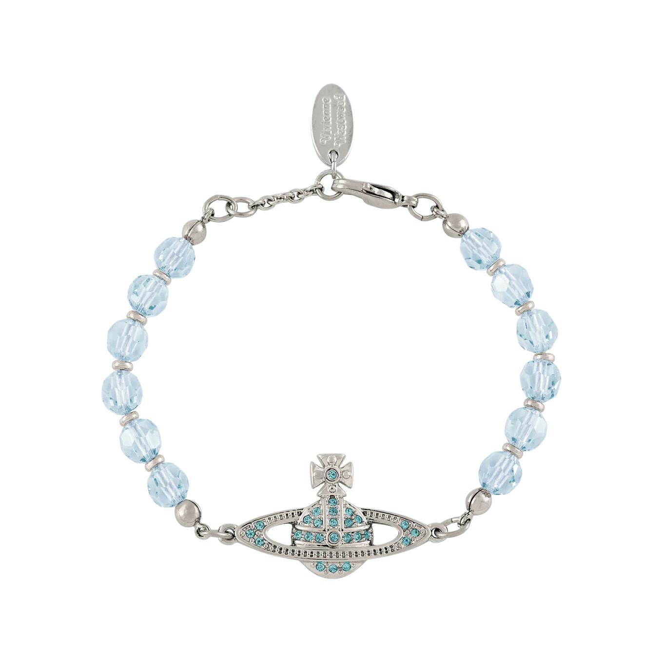 Vivienne Westwood Women's Silver/Blue Messaline Saturn Bead Bracelet Unisex Bracelets Transparent- R04539238