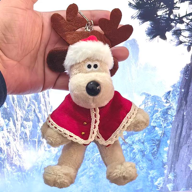 Christmas Dog Plush Keychain: Cute Hat-Wearing Doll Charm Pendant 15cm