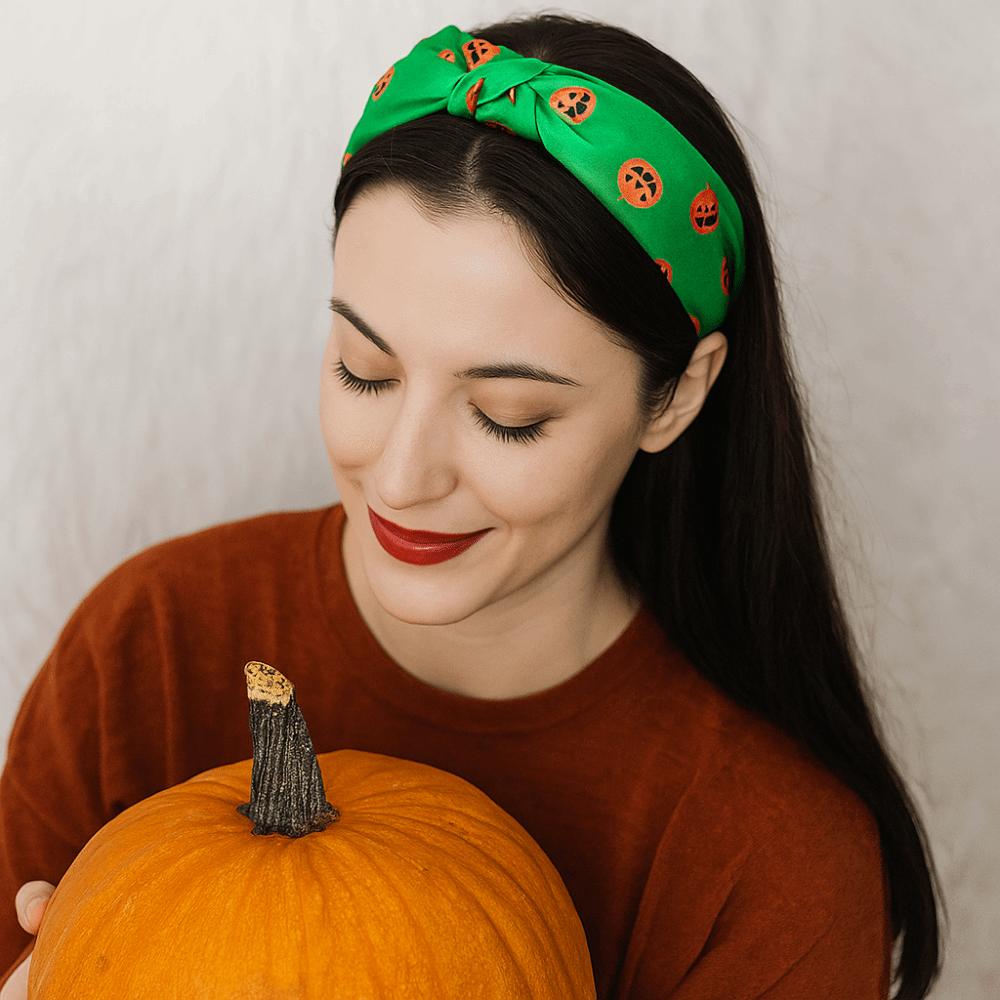 Horrible Top Knot Headband Festival Wear Ghost Print Hairband Pumpkin Head Headband  Trick or Treat