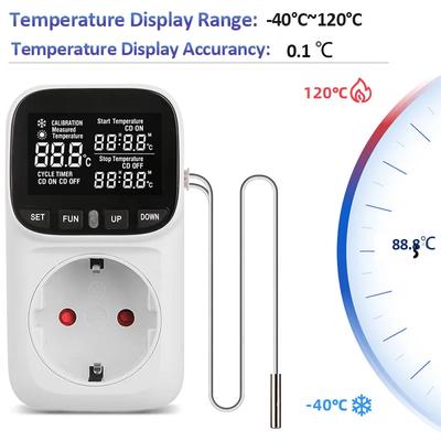 Digitaler Temperaturregler Steckdosenthermostat EU/US-Stecker 220V/110V mit Zeitschaltuhr Heizung Kühlung Temperatursensor