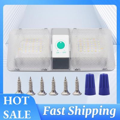 DC 9-18V RV Ceiling Lamp Touch Dimmer Trailer Interior Lighting 1600LM RV LED Reading Lamp 6000-6500K Trailer Camper Accessories