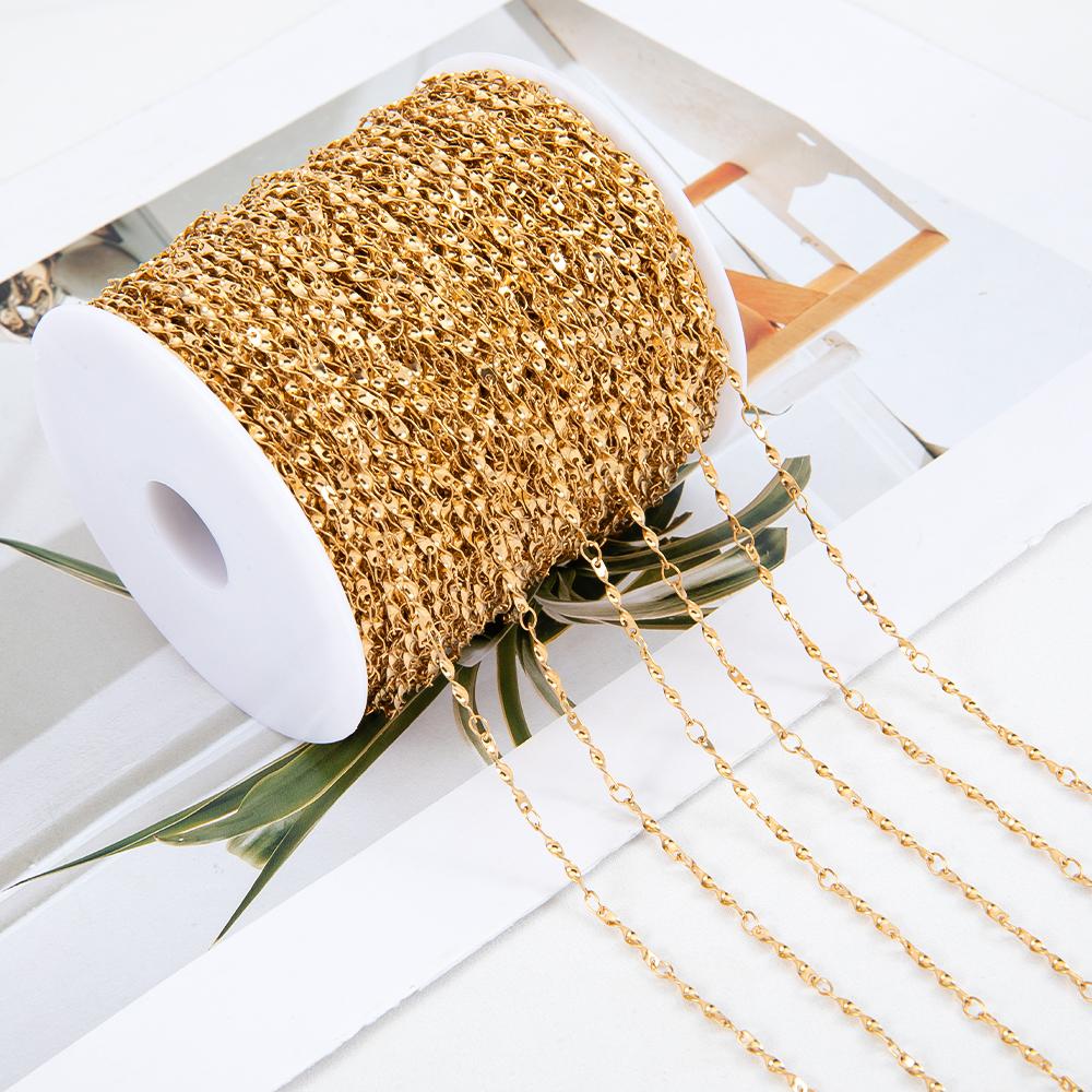 No Fade 1Meter Stainless Steel Gold & Silver Color Twist Stick Link Chain Bulk Chains for DIY Necklace Bracelet Jewelry Making