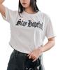 WEGO Graphic Side Short Summer Size White Women's T-Shirt, Drawstring, Sleeve, Streetwear, Clothes, F,