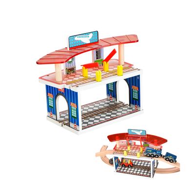 Wooden Small Train Track Parking Station Wooden Subway High-Speed Rail Rail Building Blocks Bulk Accessories Children's Toys
