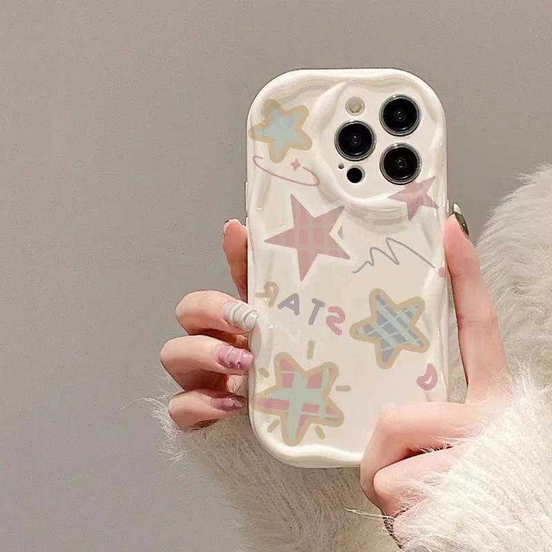Colorful Plaid Star Creative Mobile Phone Case Mobile Phone Protective Cover for iPhone 15 14PLUS 13 12 11 X XS XR