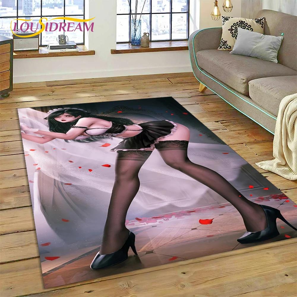 Cartoon Character Sexy Lace Girls Cute Anime Carpet Rug for Bedroom Living Room Home Sofa Decoration,Large Decor Floor Mat Gift