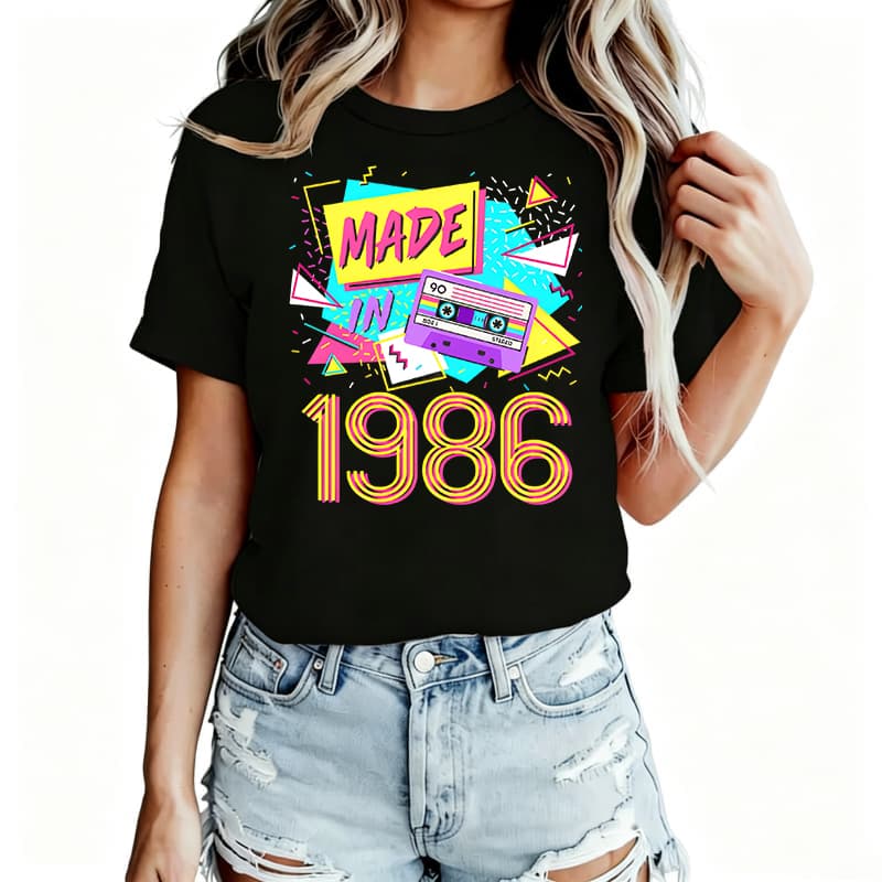 Vintage 80s 40th Birthday Print Unisexs TShirt 100 Cotton Funny Graphic Short Sleeve Tee Novelty Shirt Casual Crew Neck Top S5xl