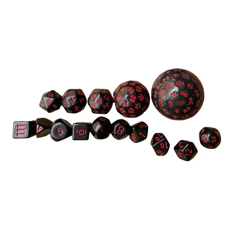 15 Piece Multiple Digit Face Opaque Black Polyhedral Dice Set for RPG D3 D4 D5 D6 D7 D8 D10 D12 D16 D20 D24 D30 D60 D100