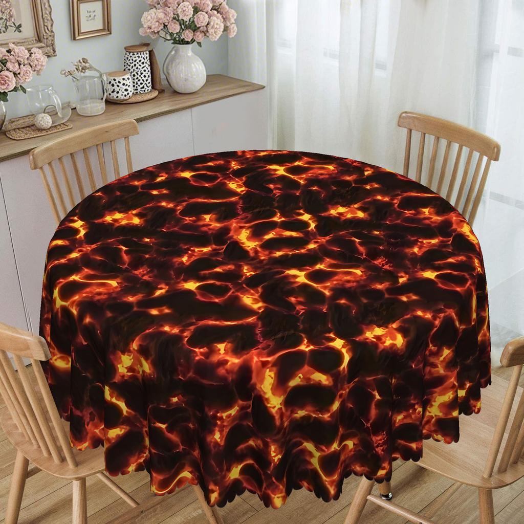 1 Lava Tablecloth Volcano Decorations Halloween Tablecloths, Lava Party Supplies Suitable For Round And Long Tables