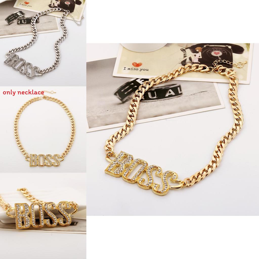 Fashionable Rhinestone Decorated Metal Letter Women Necklace For Fashion Enthusiasts