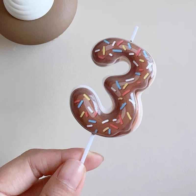 Cute 0-9 Number Candles for Kids Girl Birthday Cake Donut Decor Digital Candle  Cake Topper Wedding Anniversary Party Decor