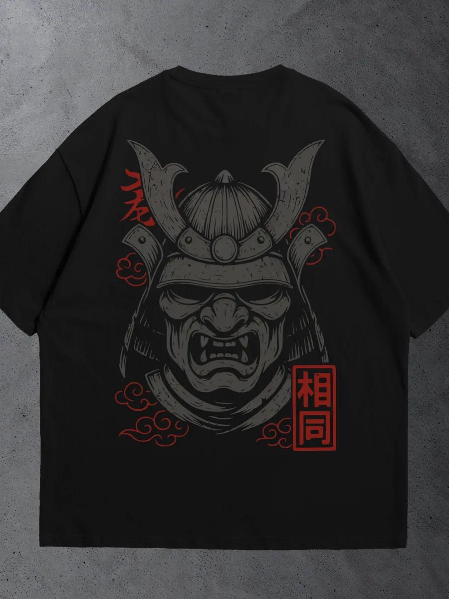 Oversized Y2K T-shirt with samurai print L