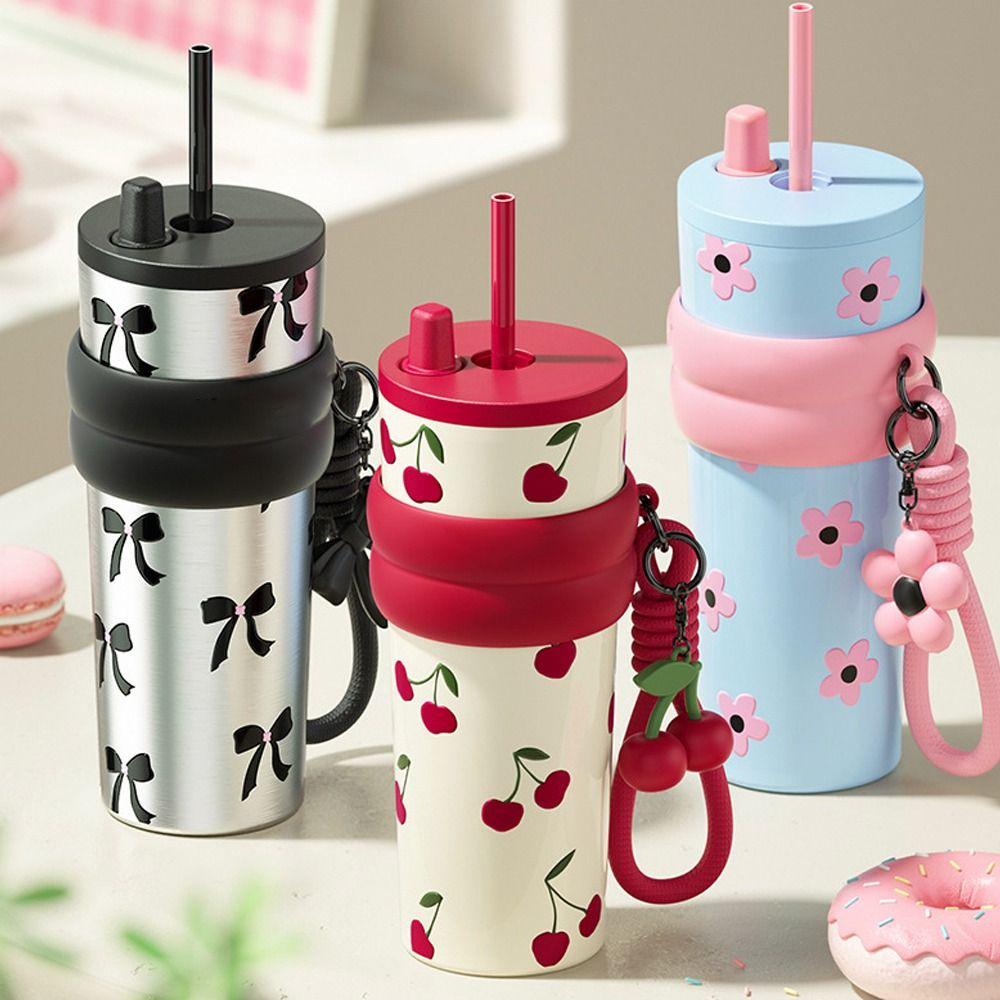 Stainless Steel Insulation Cup Star Flower Print Water Bottle Vacuum Thermos Cup  Student