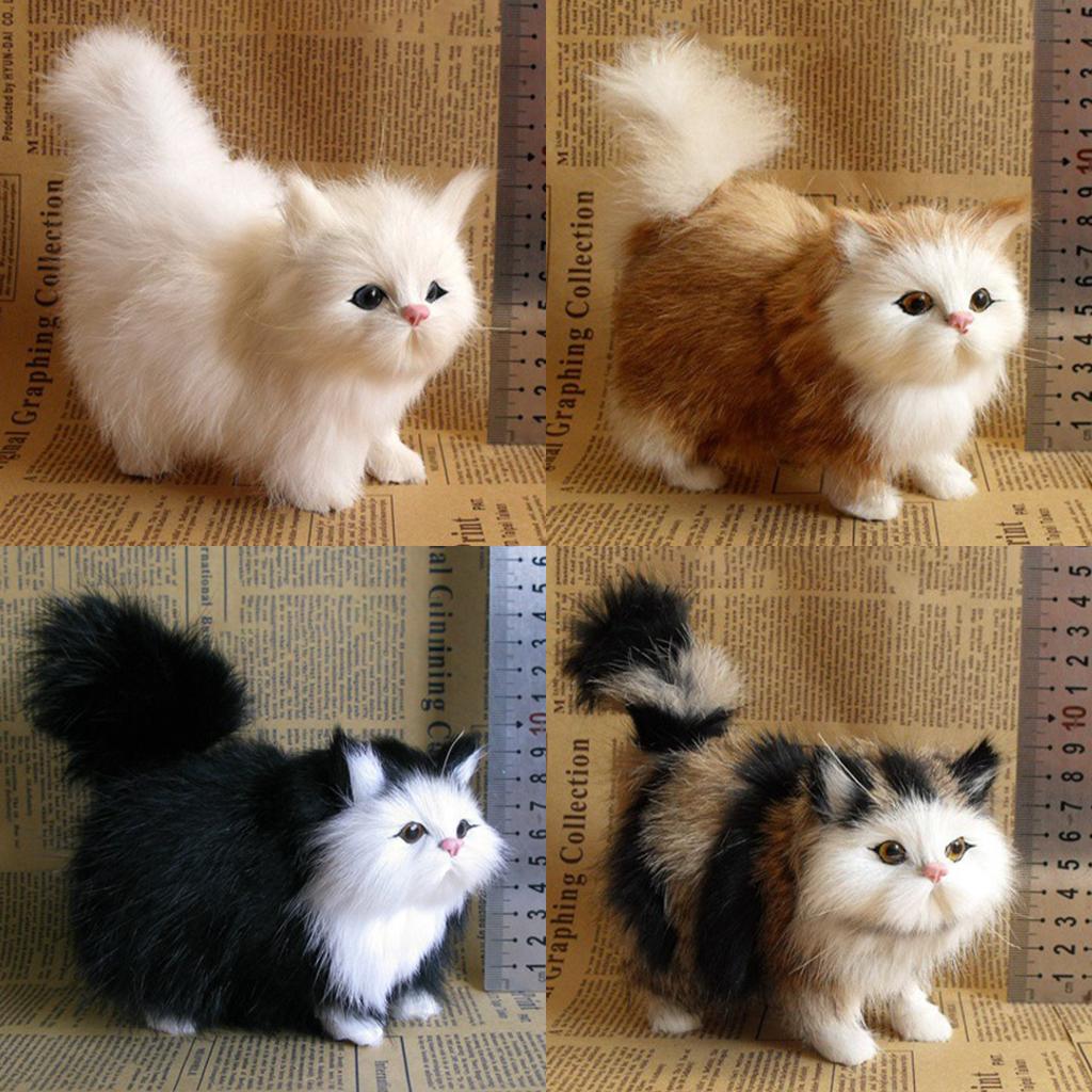 Simulation Cat Plush Toys Soft Stuffed Cat Kitten Model Fake Cats Realist Animals for Kids Girls Birthday Valentine's Day Gift
