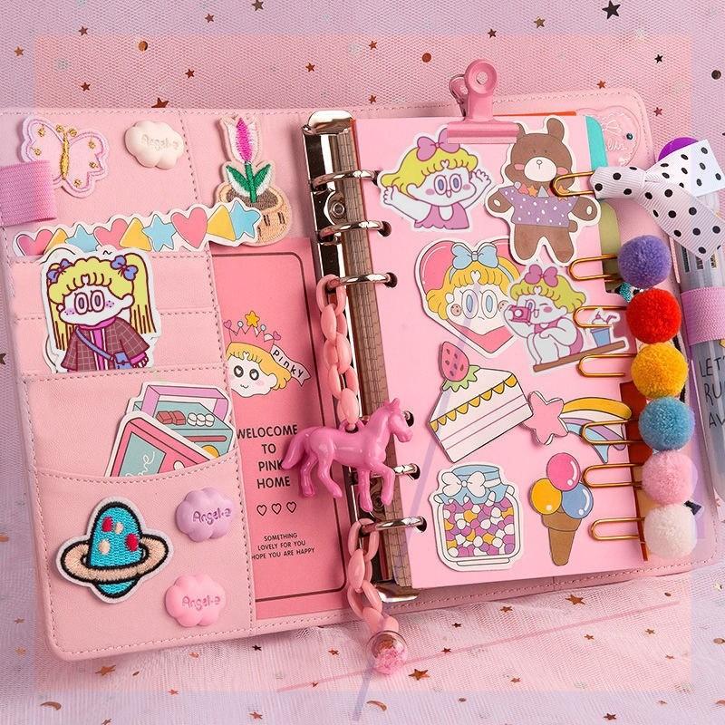 Fairy Instagram Style Hand Account Book Set Cute Macaron Color Girlish Notebook Journal with Stickers and Decorative Accessories Perfect Gift for Girl