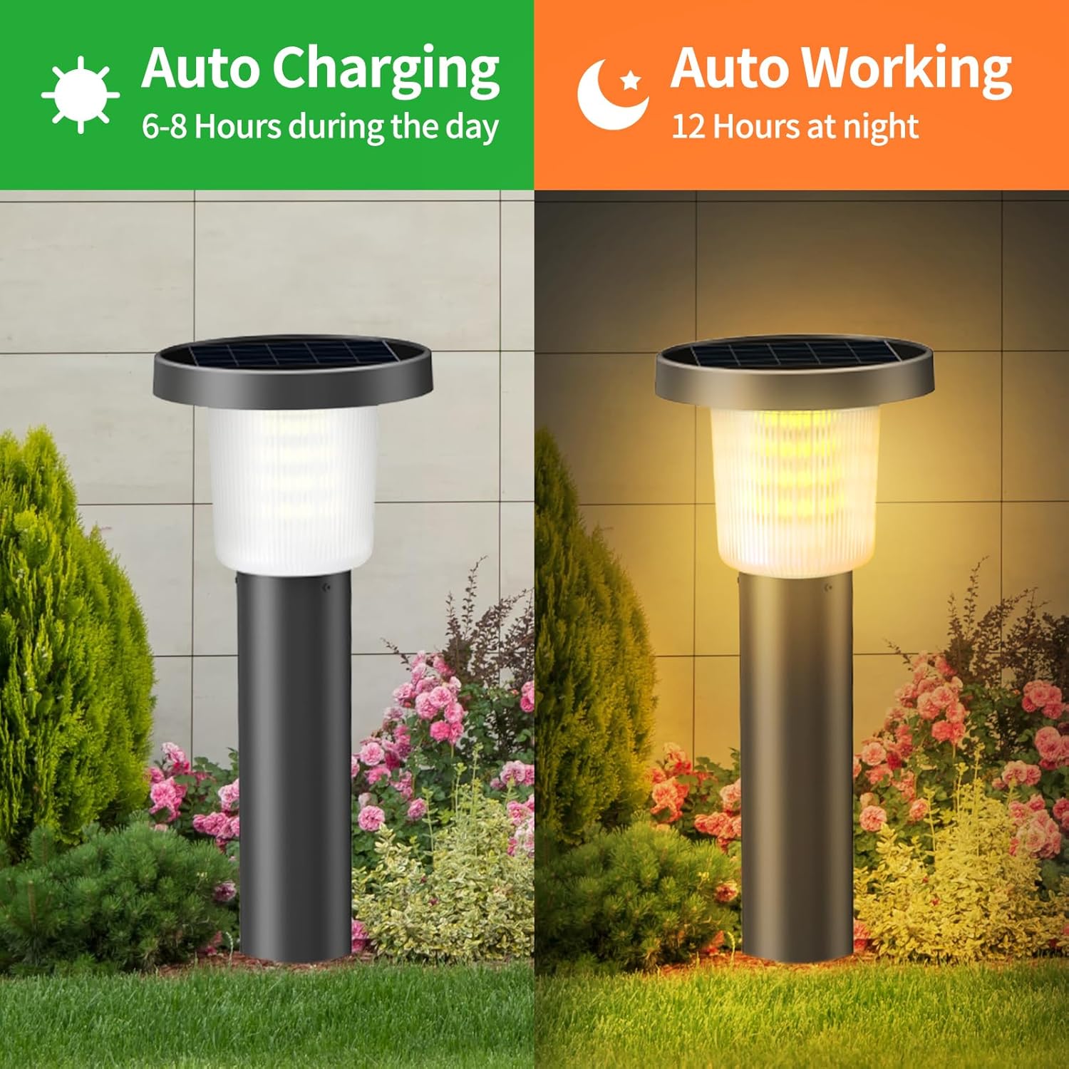 

Solar Pathway Lights 2 Pack, IP65 Waterproof, 3-Color Remote Control, Auto On/Off Outdoor Lighting for Yard, Garden, Driveway, P United States