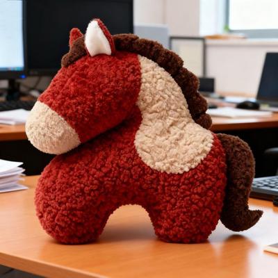 Horse Pillow Red Plush Pony Throw Pillow 18.9 Inch Soft Decorative Cushion for Sofa Bedroom Living Room Year of The Horse Home Decor