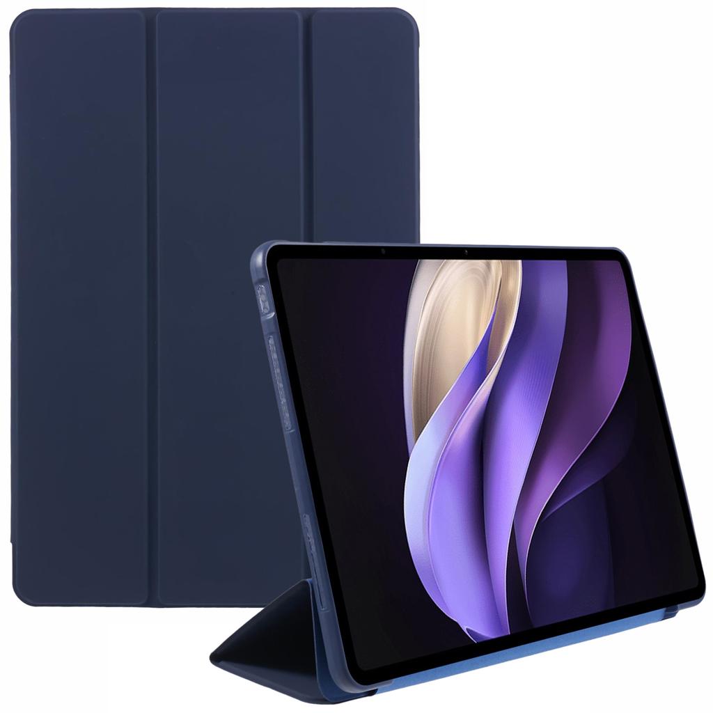 For vivo Pad3 Pro PU Leather Case Soft Silicone Tablet Cover Tri-fold Stand Protective Shell