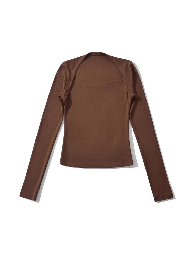 Hot Girl Square Neck Off-Shoulder Slimming Long Sleeve Top for Women