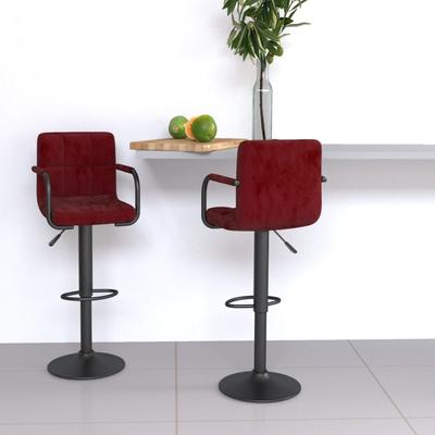 Vidaxl Bar Stools, 2 Pcs., Wine Red, Upholstered In Velvet