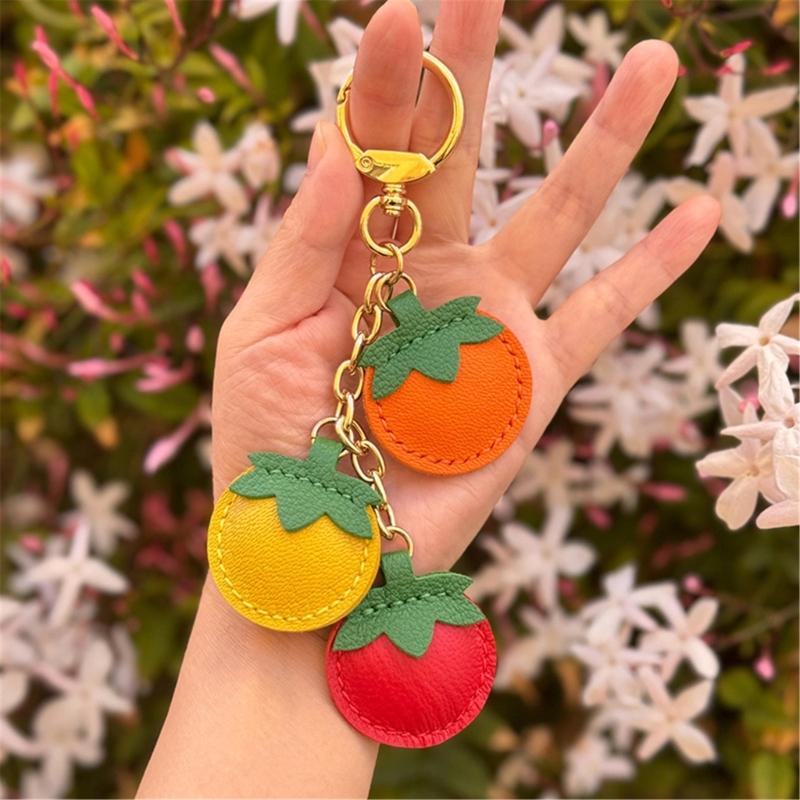 Vibranting PU Tomato Keychain Portable Accessory for Keys Bags Or Car Decoration
