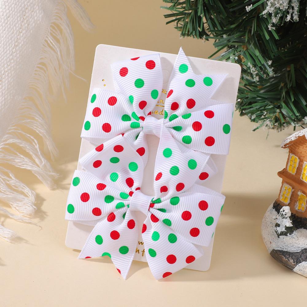 Christmas Snowflake Elk Red And Green Children'S Hair Accessories Set Holiday Headgear Vintage Dovetail Hairpin 4790