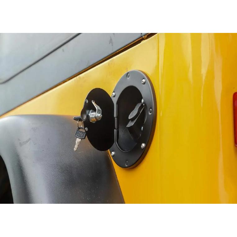 For Jeep Wrangler TJ 1997 - 2006 Rampage Locking Fuel Door Cover Billet Style Locking Fuel Gas Tank Cap Cover