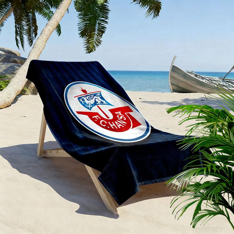 FC Hansa Print Strandtuch, Großes Weiches Schnelltrocknendes Handtuch für Strand Camping Schwimmen
