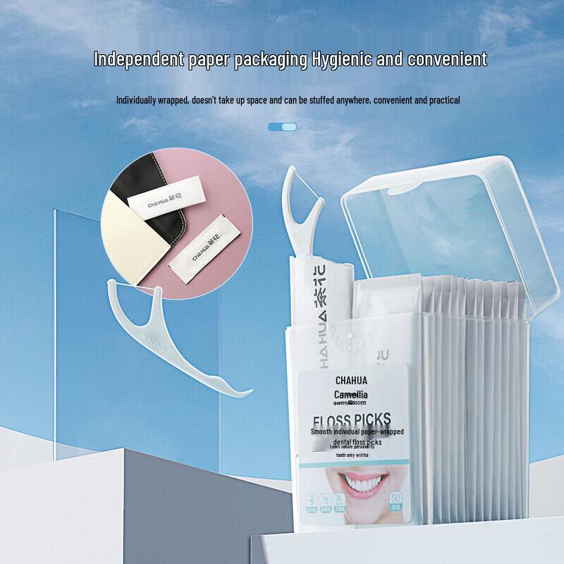 Chahua Individually Wrapped Dental Floss Picks, 50 Count