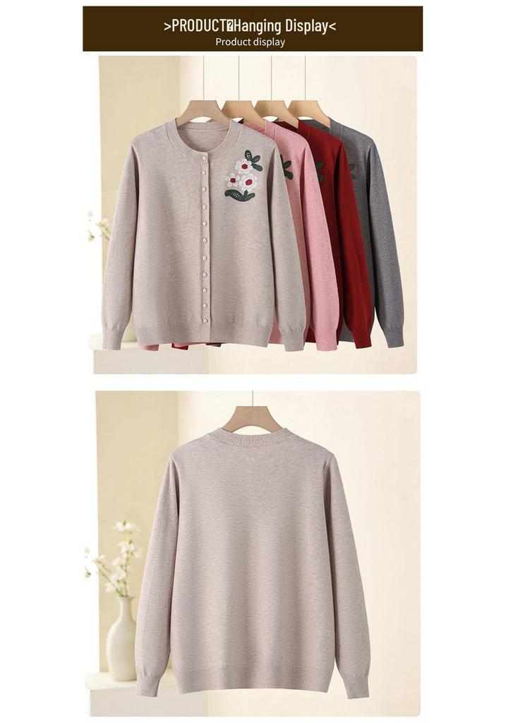 Stylish Spring 2026 Knit Sweater for Middle-Aged and Elderly Women