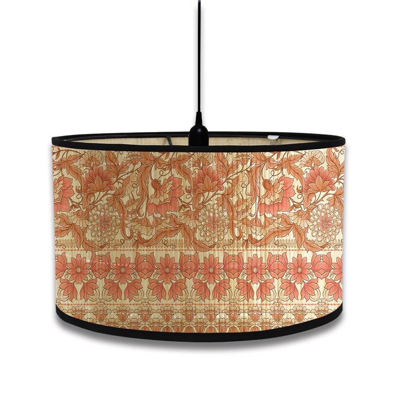 Lampenschirm im nordischen Stil mit grünem Pflanzenmuster, Bambus-Kunst-Lampenschirm, Café-Kronleuchter, Retro-Homestay-Zimmerdekor, Hängelampenabdeckung