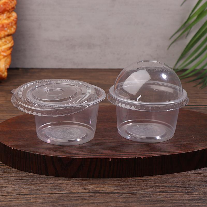 50Pcs 250Ml Disposable Salad Cup Transparent Plastic Dessert Cups Bowls Container With Dome/Flat Lids Ice Cream Dessert Cups