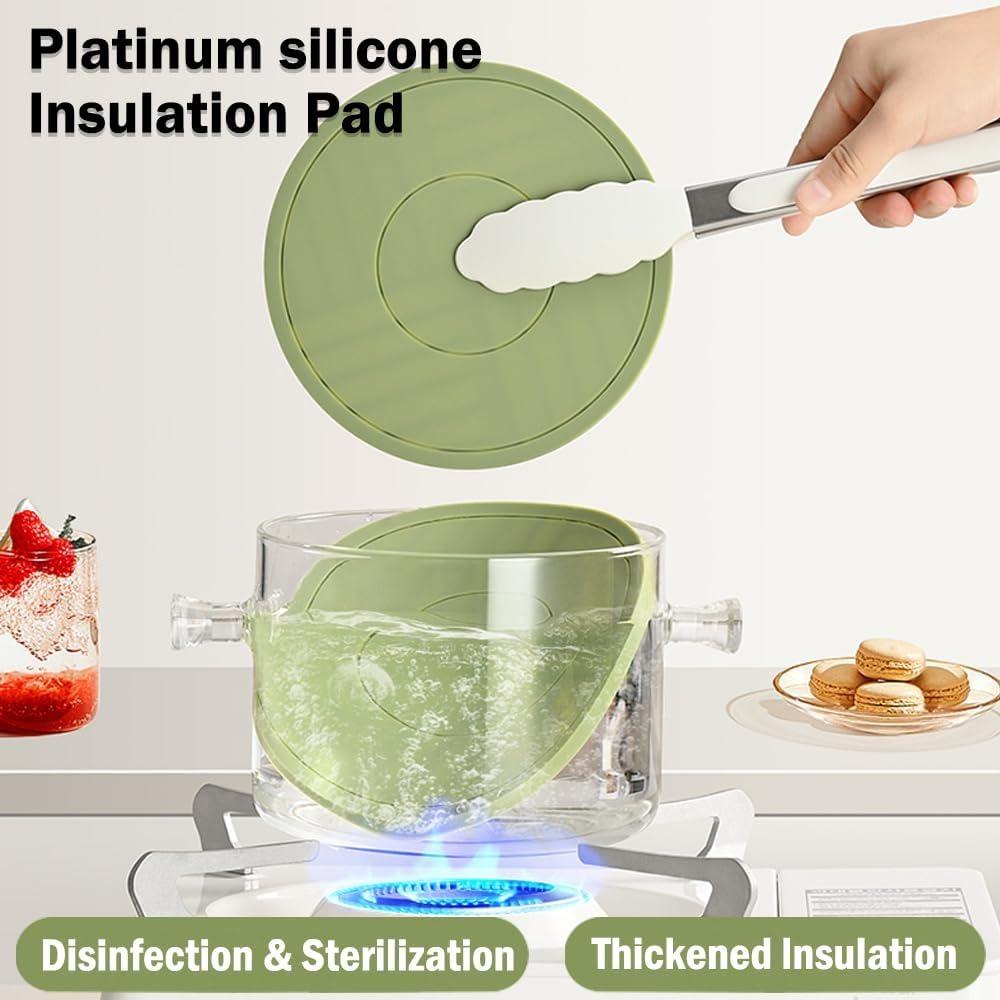 Silicone High Temperature Resistant Thickened Coaster Round Microwave Silicone Soft Placemat Insulation Pad Kitchen Tools