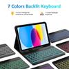 Compatible Protective Case with Seven-Color Backlit Detachable Bluetooth Keyboard for iPad Pro 11"/10.2", with Pen Slot.