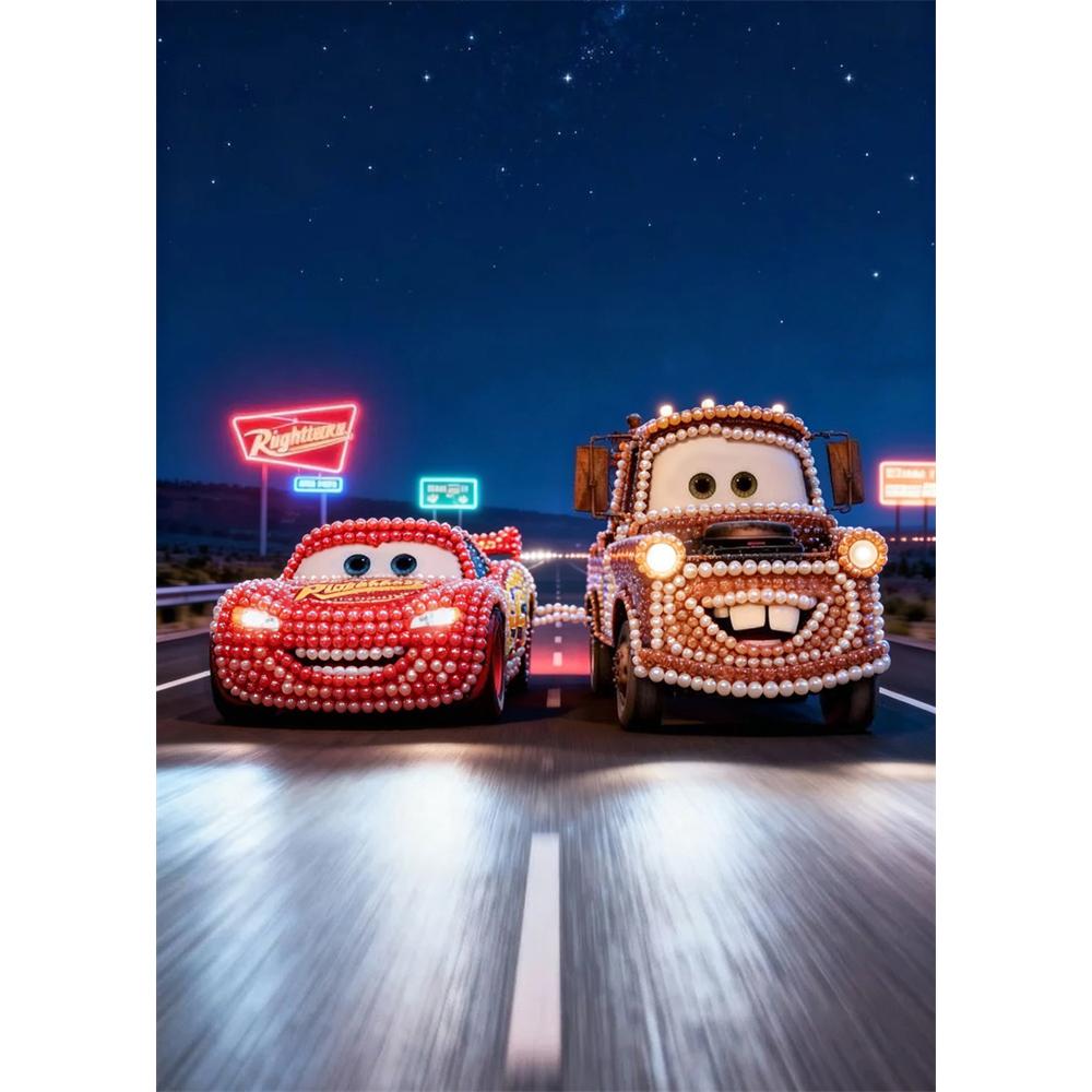 

Disney Lightning McQueen Mater Creative Pearl Art Kit 5D DIY Pearl Embroidery Mosaic Cross-Stitch Kit for Home Decor 30x40