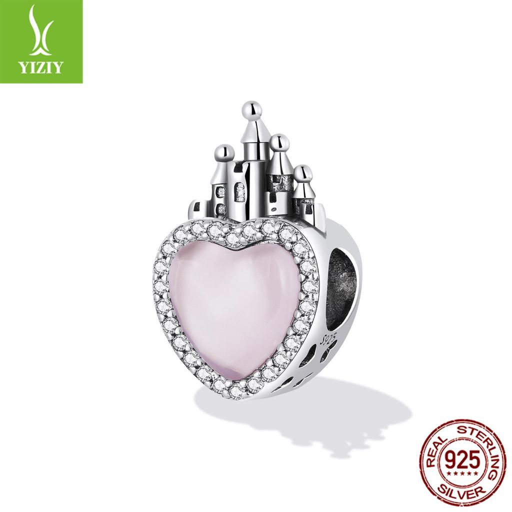 Rosa Kärleksslott DIY Retro 925 Silver Pärlbesatta Tillbehör SCC2207