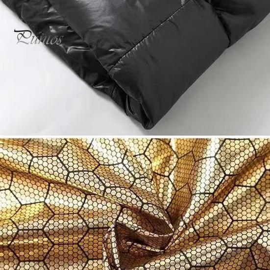 Men Thermal Vest Coat Stand Collar Sleeveless Zipper Closure Waistcoat with Pockets Design Golden Letter Print Vest Coat