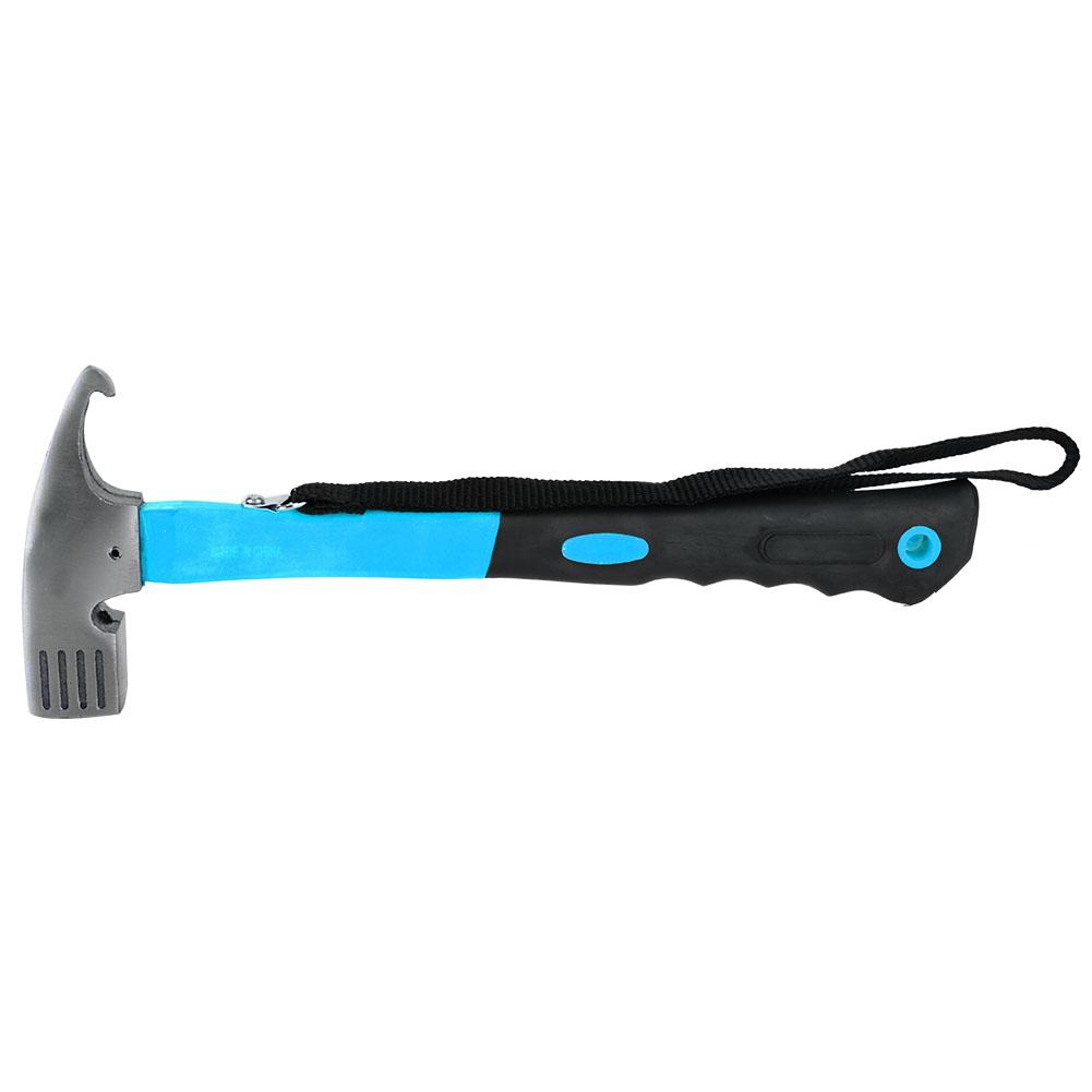 Outdoor Camping Zimmermannshammer Hochfester Kopf Gummihandgriff mit Fangriemen (blau)