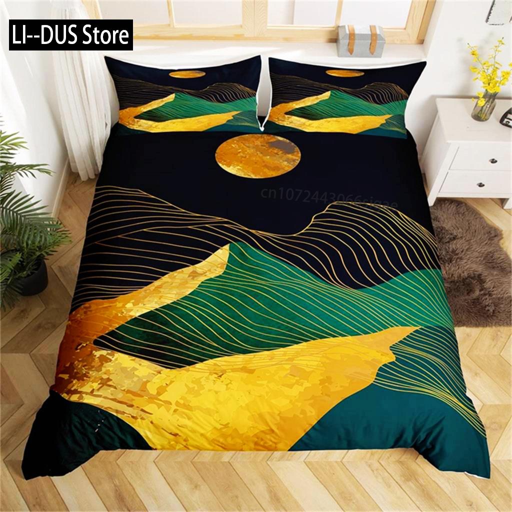 Bettbezug Farbabstimmung Abstrakte Landschaft Einzel King Queen Bauernhausstil Bettwäscheset Mikrofaser Mann Frau Schlafzimmer Dekor