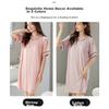 LangSha Women's Nightgown with Built-In Chest Pads, Short-Sleeved Thin Sleepwear, Summer Loungewear, Can Be Worn Outside As A Dress