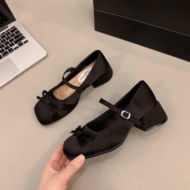 [Yushilai] Small French thick-heeled Mary Jane shoes for women's spring 2025 new sweet and versatile single shoes