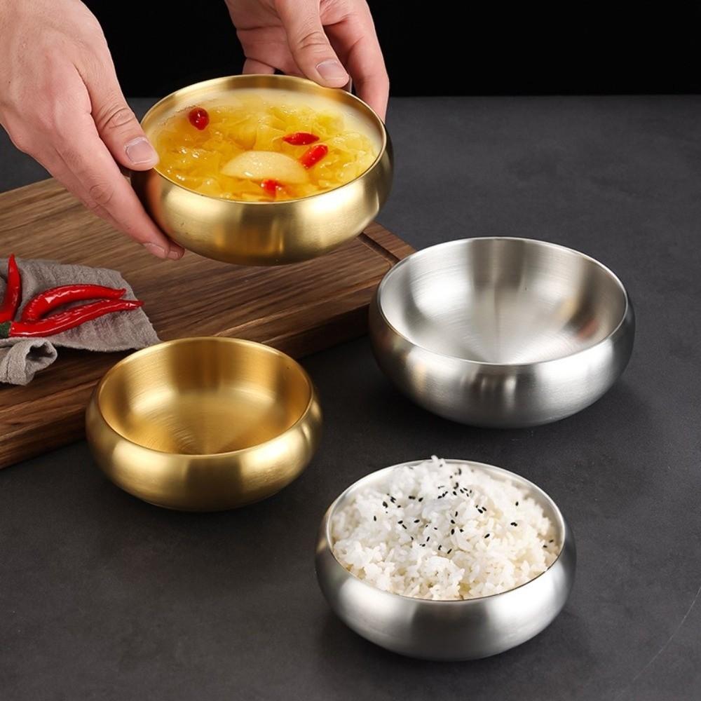 Double-Layer Insulated Soup Bowl 304 Stainless Steel Feeding Container Storage Bowl Home Dining