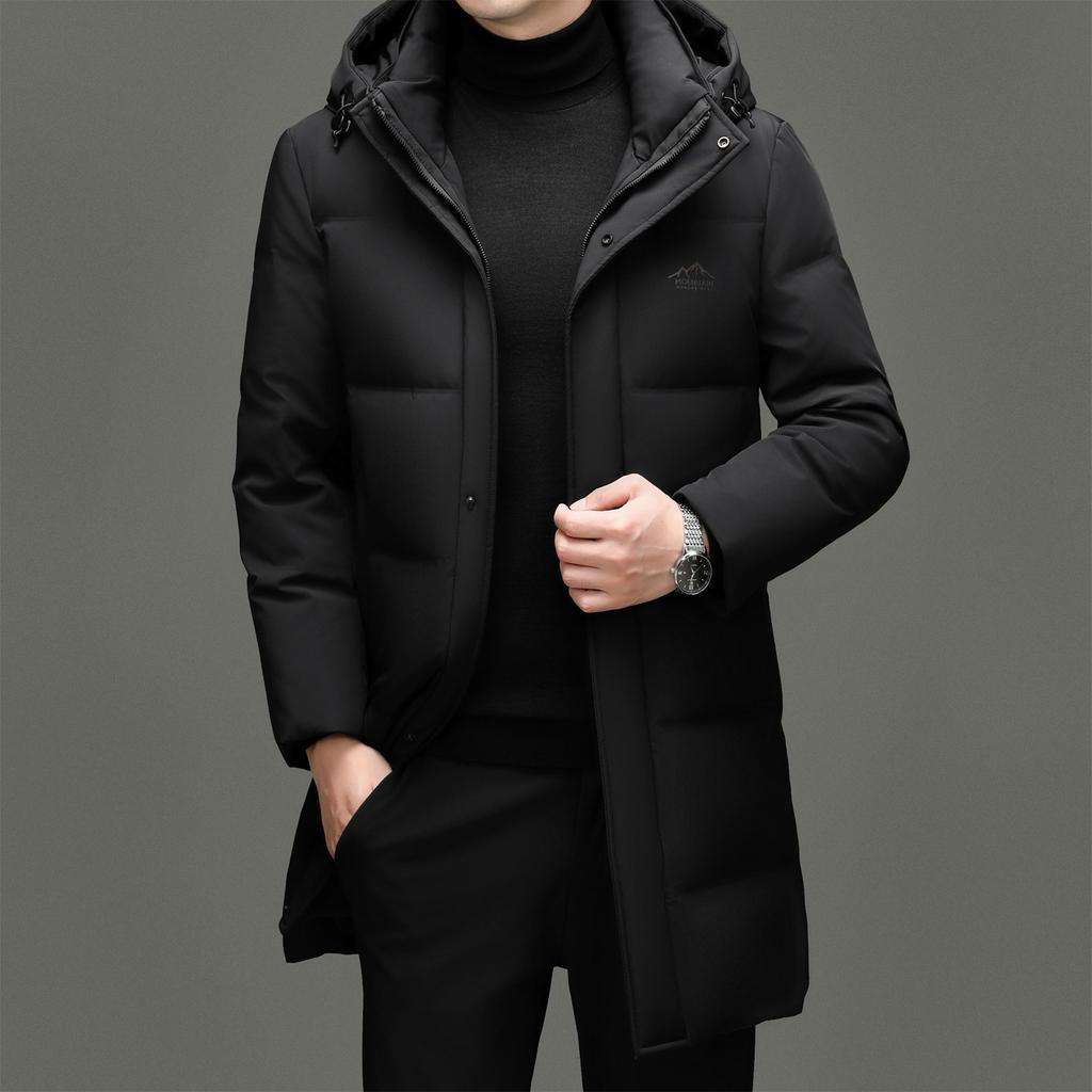Autumn And Winter National Standard 90 White Duck Down Men'S Medium And Long Casual Business Fashion Warm Double-Layer Down Jacket