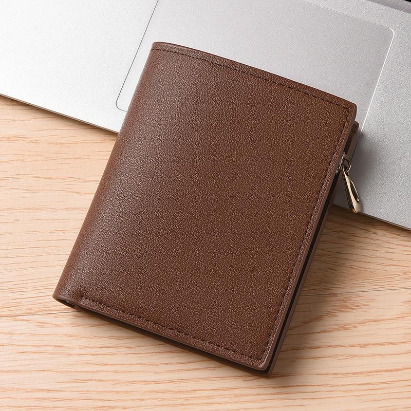Herren Kurzstil Multi-Karten Geldbörse Personalisierte Jugend Mode Trend Dreifach Weiches Leder Geldbörse