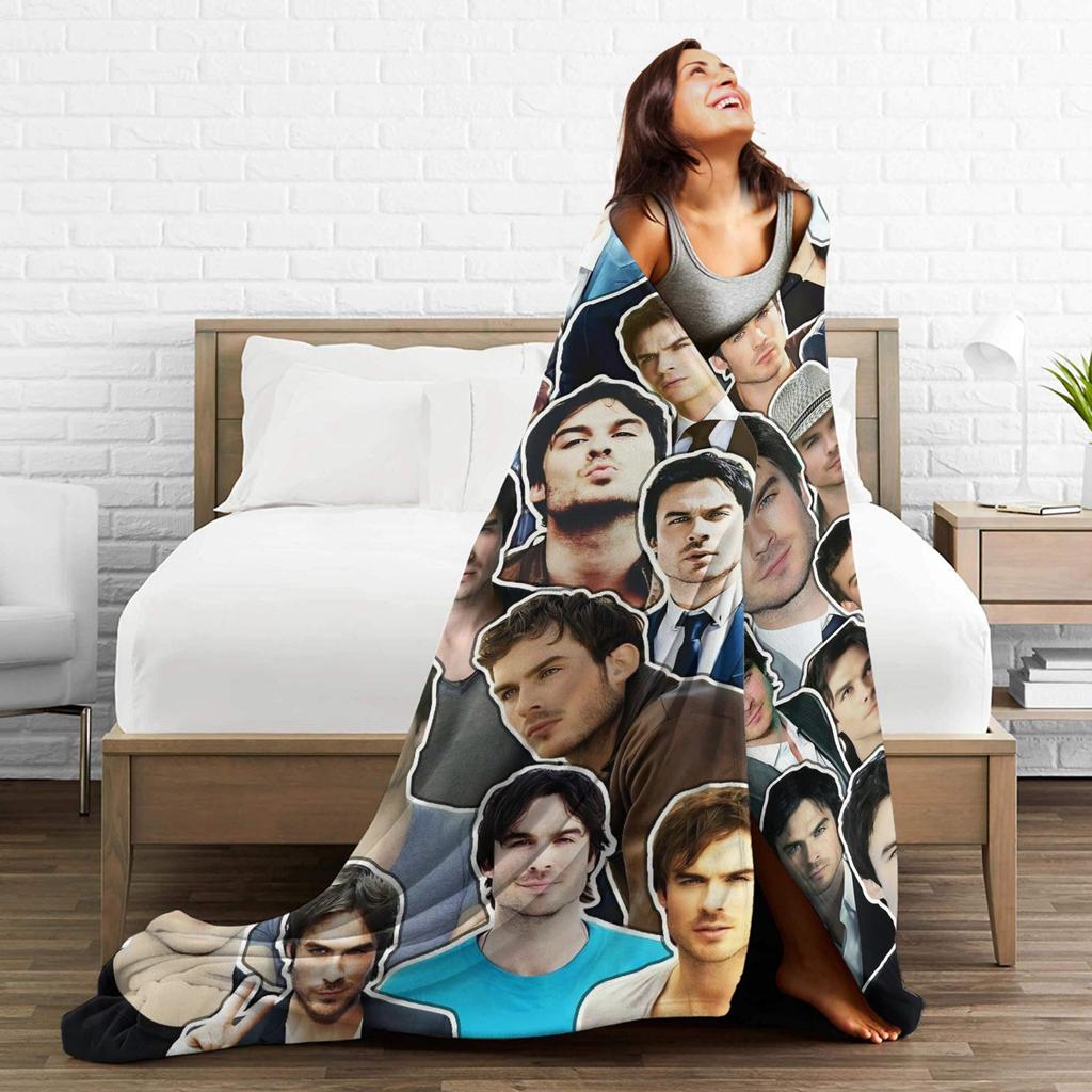 Soft Warm Blankets Travel Office The Vampire Diaries Damon Salvatore TV Series Bedding Throws Flannel Bedspread For Bed Cover