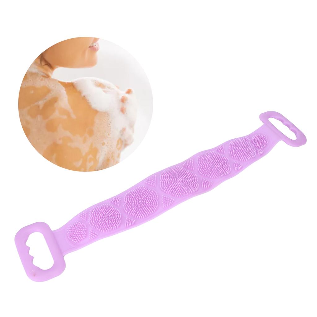 Silicone Back Scrubber Double Sided Bath Shower Exfoliating Back Cleaning Belt Strap for Men Women