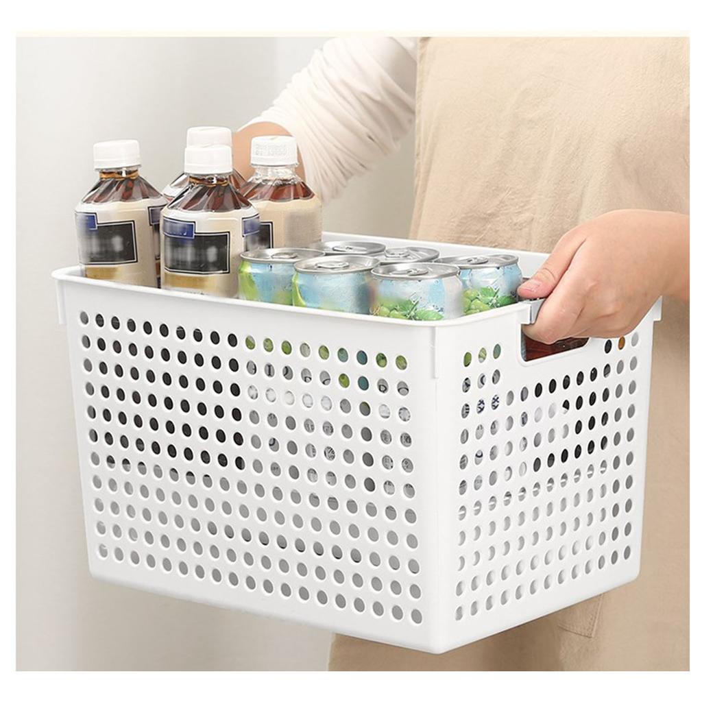 Storage Bin Plastic Basket Desktop Snack Toy Organizer Storage Box with Handle for Pantry Kitchen Bathroom Cabinet