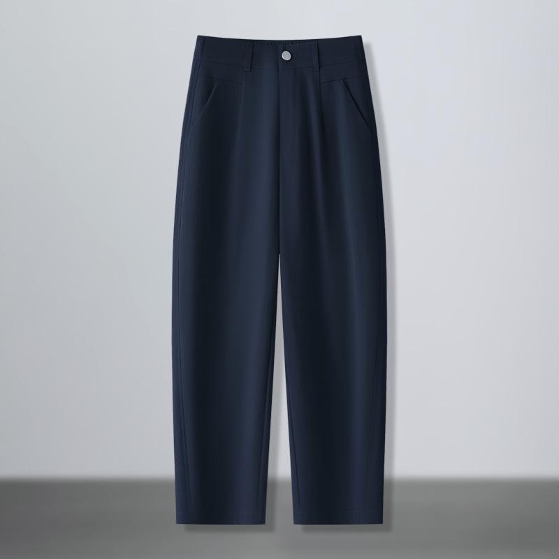 

Летние брюки-бананы с высокой талией, устойчивые к сминанию, 2025 - Маленький размер, Универсальные, Повседневные, Свободного кроя длиной девять точек M for 96-105 lbs темно-синий